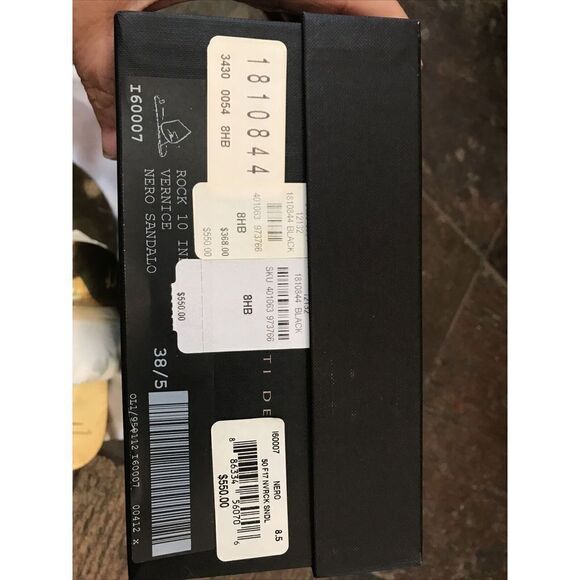 GIUSEPPE ZANOTTI Black Nero Sandal Gold Vernice Rock 38.5 US 8.5 Italy Box - Picture 10 of 10